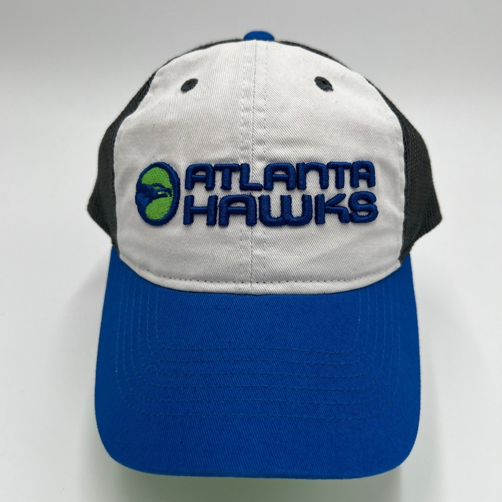 Adidas Atlanta Hawks NBA Trucker Hat Blue White Grey Snapback Cap‎ Mesh Back NEW